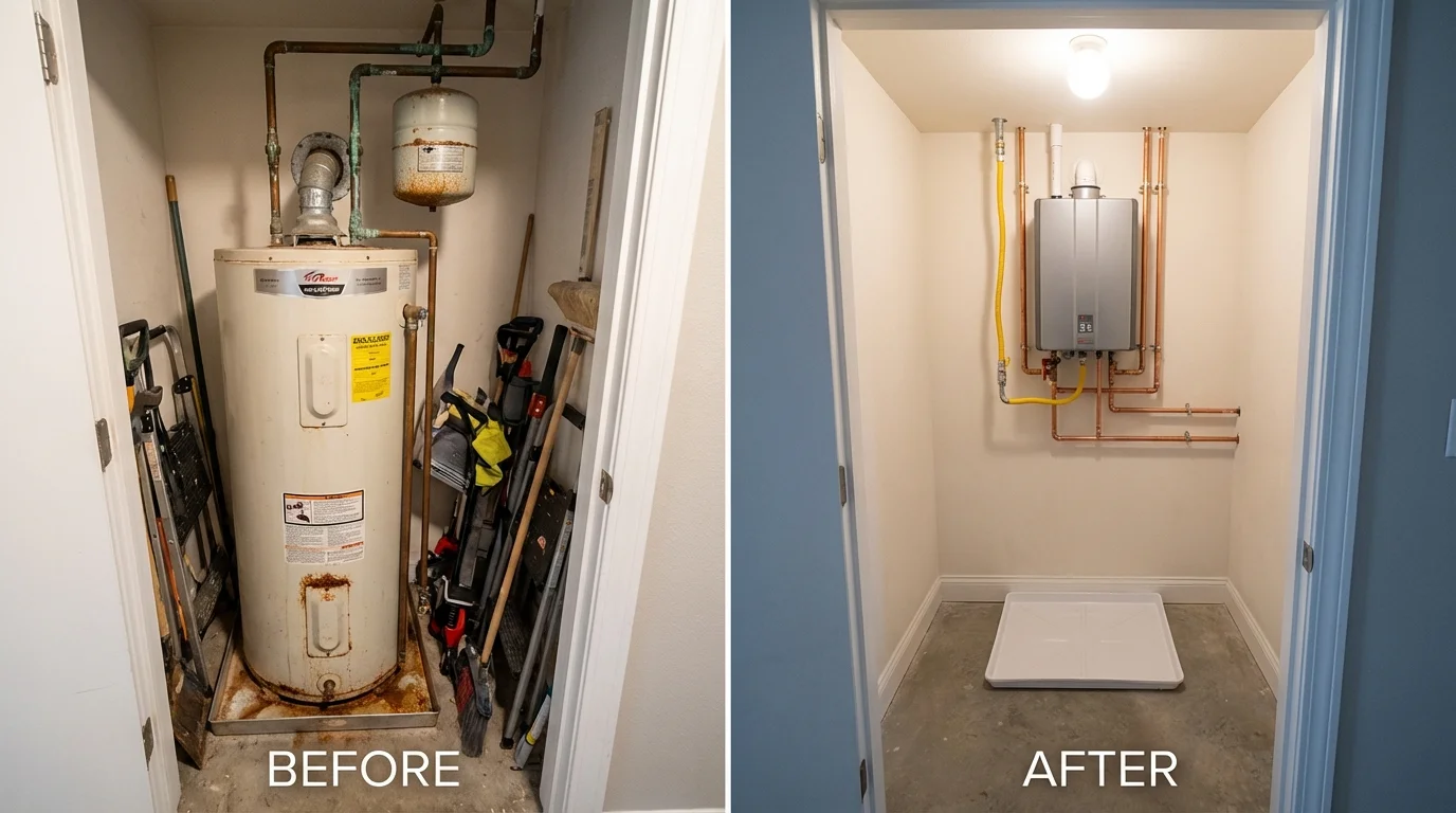 Tank water heater versus wall-mounted tankless unit comparison for Ninety Six, SC homeowners